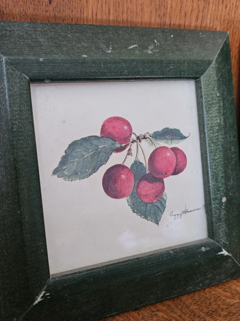 Vintage Peggy Abrams Fruit Prints Set of 3 Green Frames Cottagecore